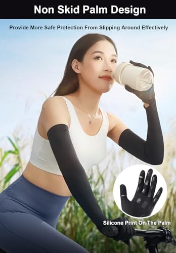 SUJAYU Luvas De Proteção Uv - Luvas Longas Com Proteção Uv Para Os Dedos E Braços Para Mulheres, Tel
