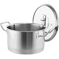 Cacerola Horno Acero Inoxidable SILBERTHAL Olla 20 cm con tapa de cristal | Cazuela para todo tipo de cocinas Inducción y Horno | Cacerola acero inoxidable
