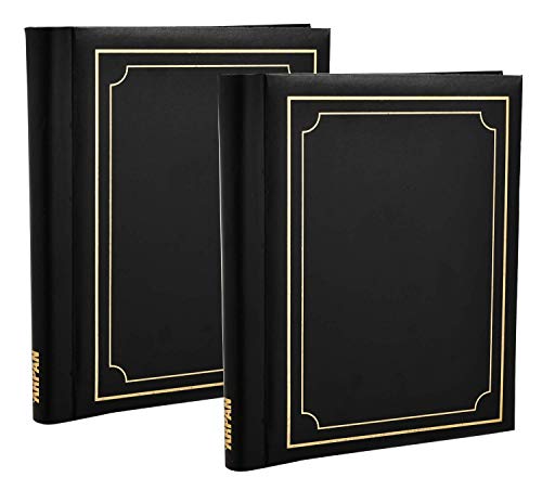 Arpan 2 Pack of Photo Albums Self Adhesive Large Picture Book Modern Style Wiro Binder Totaling 40 Sheets 80 Sides In Black/Blue/Red/Vintage Birds/Butterfly (Black)
