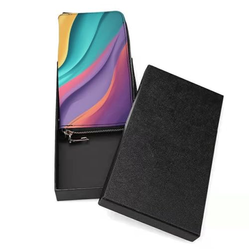 Hypercolored Pastel Liquid PU Leather Clutch Long Bifold Wallet, Coin Purse Credit Pass Case, Durable Card-Holder Money Storage for Women Men3