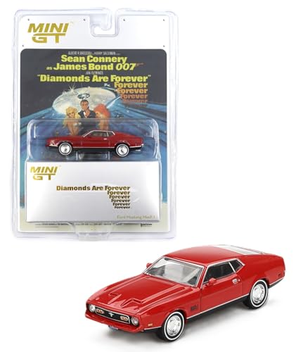 1:64 Diecast Model Car Compatible with Ford Mustang Mach 1 James Bond 007 ”Diamonds are Forever” English Packaging Limited Edition by Mini GT MGT00905E
