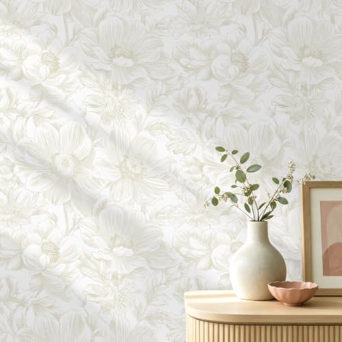 Floral Peel and Stick Wallpaper Boho Beige Removable Vintage Contact Paper