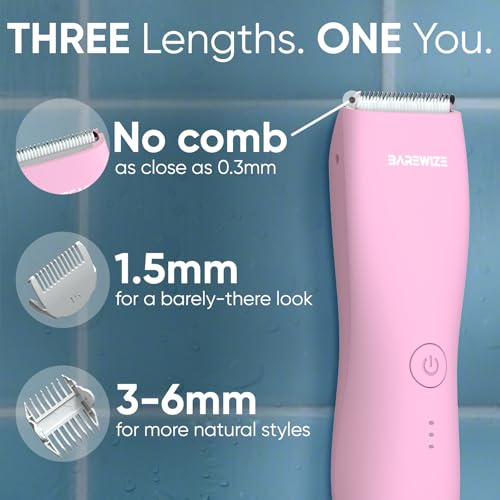 BAREWIZE Bikini Trimmer for Women, Pubic Hair Trimmer | Waterproof, USB-C Rechargeable, LED Light, Replaceable Blade | Electric Razors for Women, Electric Lady Shaver (Rose) by BAREWIZE - Image 6