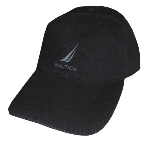 Nautica Men Adjustable Logo Hat Cap (One Size, Black)