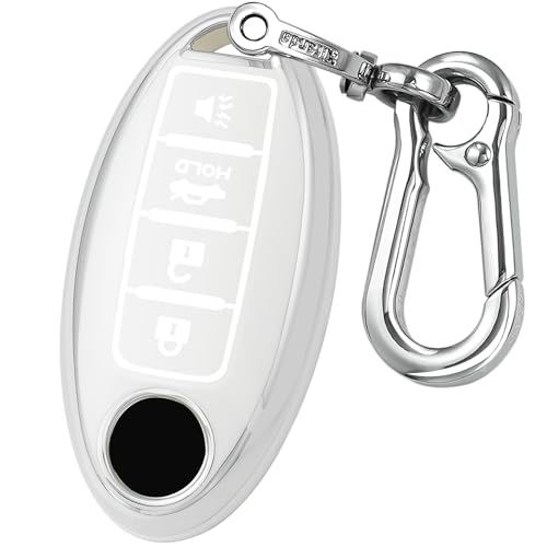 Coque de clé compatible Nissan Altima Rogue Maxima et Pathfinder - Protection TPU blanc 4 boutons