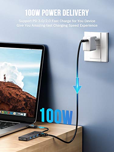 Image of Lemorele 5-in-1 USB C Hub, 4K HDMI HDR, 100W PD Charging, 3 USB 3.0 Ports, SD /TF Card Reader, Universal Docking Station for Laptops, MacBook, iPad, Dell, HP, Lenovo