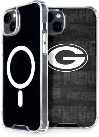 Skinit Phone Case Compatible with MagSafe iPhone 14 - Officially Licensed NFL Green Bay Packers Black & White Design