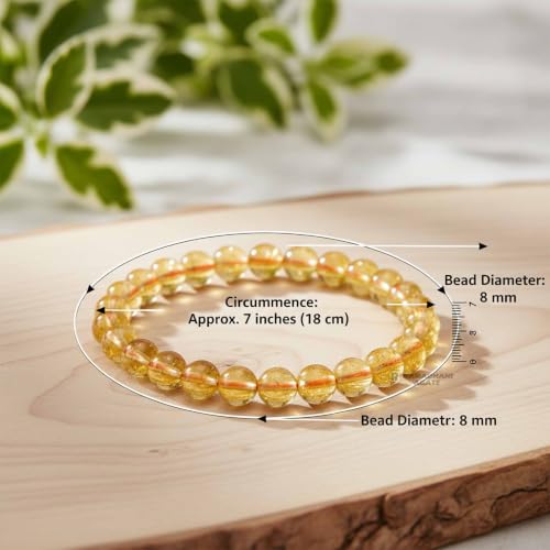 Image of Citrine Bracelet Yellow | Certified & Energized Crystal Bracelet for Wealth, Prosperity & Financial Luck | 8mm Natural Gemstone Beads | Reiki Healing Bracelet for Men, Women, Boys & Girls (Pack of 1)