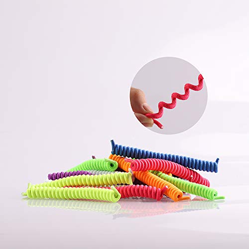 Coobbar 10 Pair Curly Elastic Shoelaces No Tie Trainer Kids Shoe Laces Colours for Childs and Adults Best in Sports Flat Shoelace