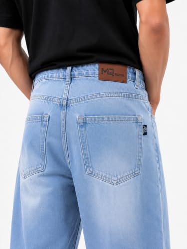 MQ Denim Men's Straight Fit Mid-Wash Jeans (Blue) Ice Blue - Image 2