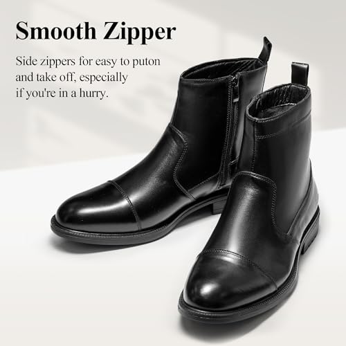 Arkbird Mens Chelsea Dress Boots with Side Zipper, Genuine Leather Classic Fashion Slip-on Ankle Dress Boots for Men4