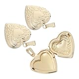 HOMSFOU 3 Piezas Colgantes Locket Corazón para DIY Joyería Medallones Abatibles para Fotos Collares Memorables para Mujer Regalo Especial para Recuerdos