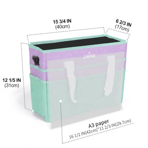 Image of JJRING Craft Organizer Tote Bag Large Art Storage Caddy Green and Purple