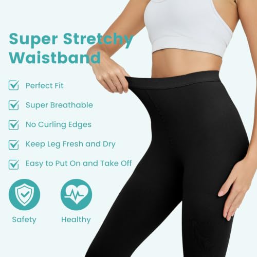 Image of Compression Pantyhose Stockings for Women Men, 20-30 mmHg | Medical Graduated Support Toe Hose Tights for Varicose Veins, Edema, Dvt, Opaque, Closed Toe