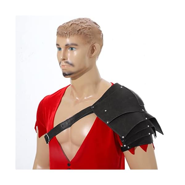 iiniim Herren Kunstleder Body Brust Harness Mittelalterlich Schulterpanzer Gothic Geschirr Steampunk Panzer Rüstung… – Bild 4