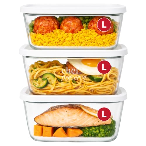 Chef Preserve Glass Vacuum Seal Containers, 3x Large