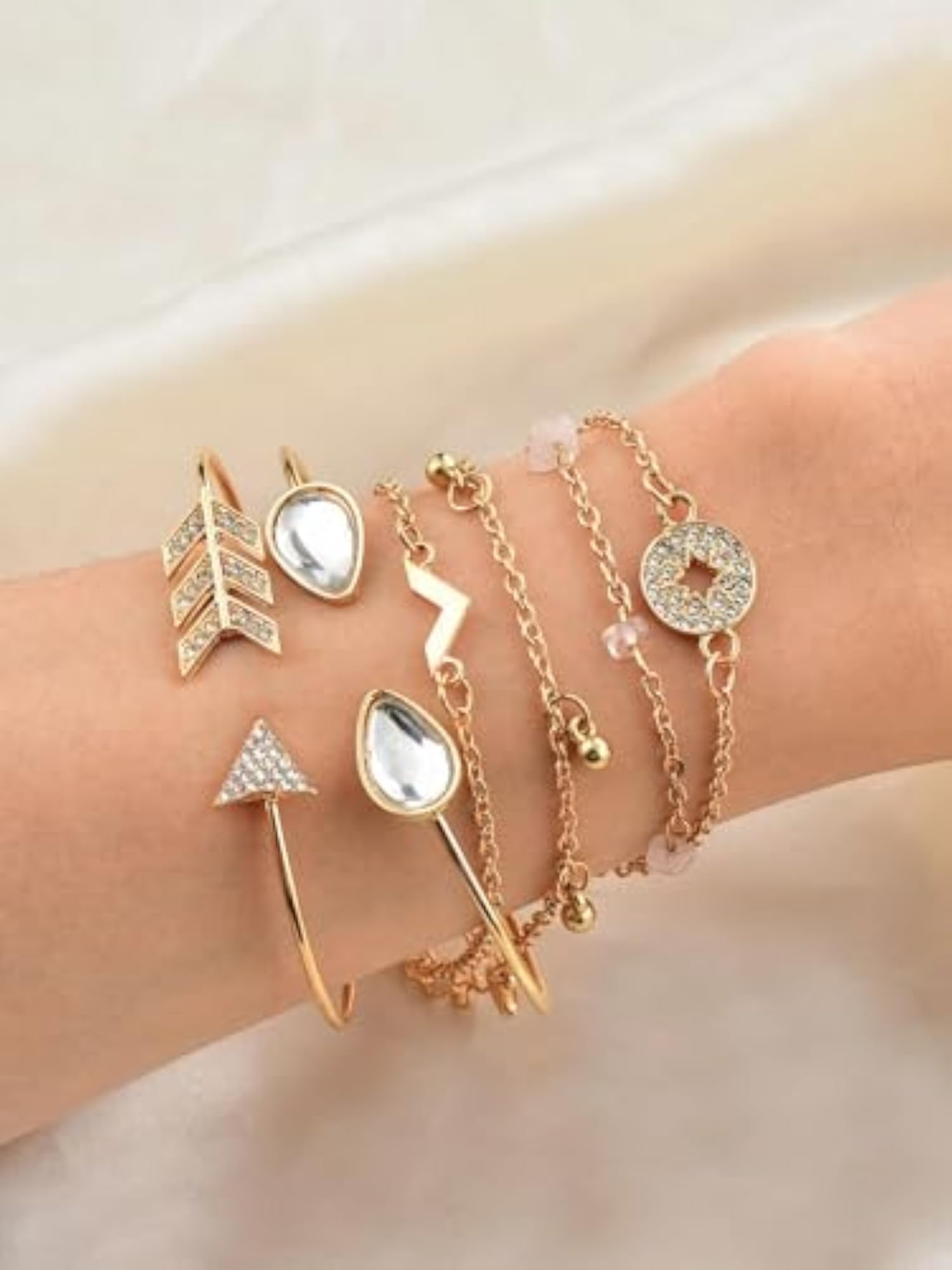 Stylish Multilayer Plated Bangle Bracelet Set