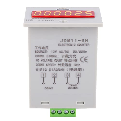 Electronic Counter JDM11, 6H 6 Digits LED Digital Display Relay, Clear Reading, Wide Range Stable & Reliable, Strong Anti Interference, Easy Installation, Suitable for Various