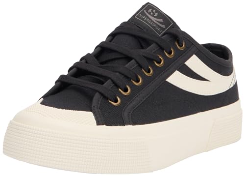 SUPERGA 2750 PANATTA 3.0, Zapatos con Cordones Unisex-Adulto, Black-White Marfil, 36 EU, Black White Marfil, 36 EU