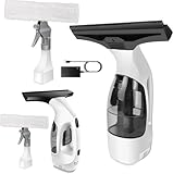 Lucn Aspirador de ventanas inalámbrico – Dispositivo eléctrico de limpieza de ventanas con batería de 3500 mAh raspador inalámbrico con botella de spray de 300 ml para ventanas, espejos, superficies