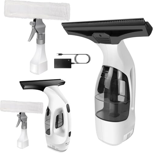 Lucn Kabelloser Fenstersauger – Elektrisches Fensterreinigungsgerät mit 3500mAh-Akku Kabelloser Rakel mit 300-ml-Sprühflasche für Fenster, Spiegel, Arbeitsflächen, Fliesen