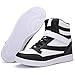 UBFEN Womens High Top Sneakers with Hidden Wedge Heel Ankle Support 2 Inch Height Increase 80s Retro Casual Boots Black White Size US 8.5
