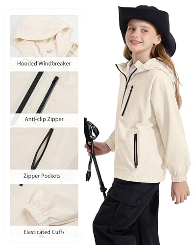 Rolanko Girls Waterproof Hooded Jacket Lightweight Raincoats for Kids Boys Windbreaker Outdoor Rain Jacket3