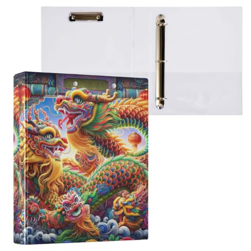 Classeur à trois anneaux dragon chinois anti-cornes pour grand volume bureau - 3