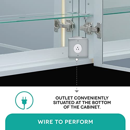 Bathroom Medicine Cabinet, Aluminum, Recessed/Surface Mount, 20" X 30", 1 Door, Right Hinged, Mirrored W/Led #TOP6
