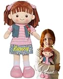 Printualist Personalized Rag Dolls for Girls - Custom 16 Inches Soft Plush Snuggle Baby Doll for Toddlers Stuffed Toys - Muñecas de Trapo Personalizadas para Niñas - Floral Jacket