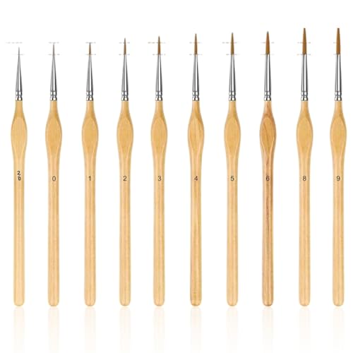 10 pinceles de pintura para detalles, juego de pinceles secos en miniatura, pinceles de pintura en miniatura para figuras en miniatura para ciudadela, modelo a escala, esmalte