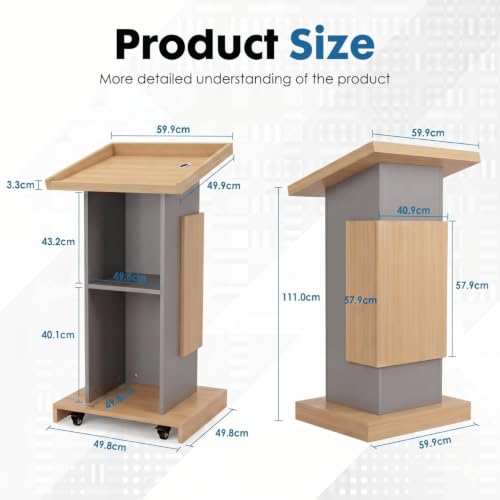 Image of TEKAVO Drako Podium Lectern for Classroom, Auditorium, Office, Church & School | Sleek & Modern Lecture Stand | Ideal for Presentations, Speeches & Events