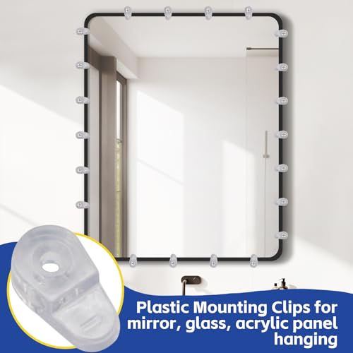 Image of 25pcs Glass Retainer Clips, Plastic Mirror Holder Clips, Clear Mirror Mounting Clips Hanging Hardware for Fixing Window Glass Cabinet Door