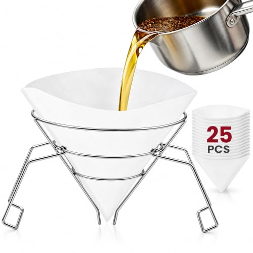 Svteli 10-inch Cooking Oil Filter Holder Includes 25 Filter Papers