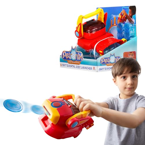 AlphaToys PETRONIX Defenders Portal Launcher with 6 Discs, Juguete para niño y niña de 3+ años