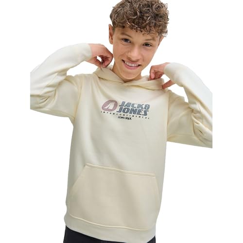 JACK & JONES Jcotier Sweat à Capuche imprimé sur Le Devant pour Homme, Sweet Corn, 152