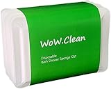 WoW.Clean Disposable Bath Shower Sponge 1 Dozen-12 Counts . Easy to Carry, Clean Shower Supplies for Travel or Camping, White