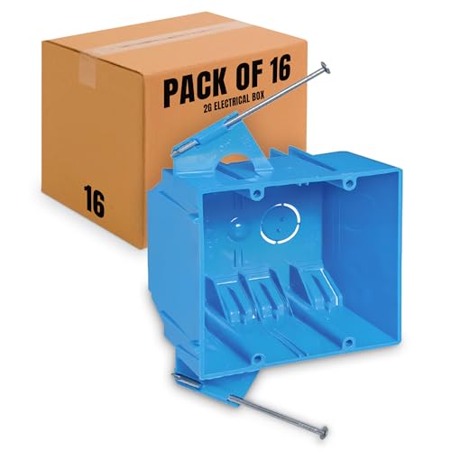 Select Nail On Plastic Box 2-Gang PVC New Work Standard Switch/Outlet Wall Electrical Box 32 Cubic, 16 Pack
