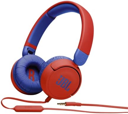 JBL Jr 310 - Children's over-ear headphones with aux cable and built-in microphone, in red