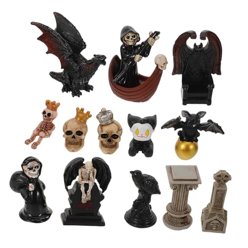 Mini Figurine Halloween en Résine | Lot de 13 Micro Miniatures de Jardin Féerique Effrayant