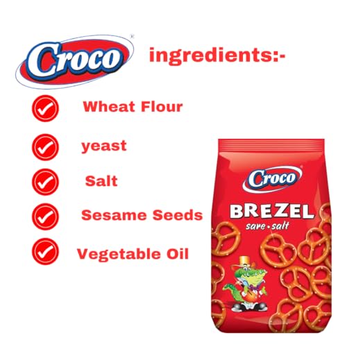 Image of Croco Pretzels Brezel Sare Salt 300G, Imported Namkeen Snacks, Premium Baked crackers