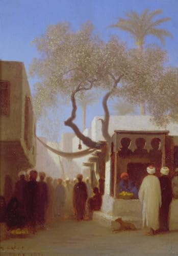Tableau impressions d'art mural scène de marché du Caire poster vintage