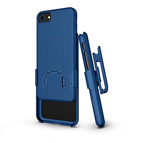 Beltron Iphone 7/8/Se 2020/Se 2022 Holster Case, Super Slim Rubberized Grip Case & Swivel Belt Clip Holster Combo With Built-In Kickstand For Apple Iphone Se3 2022, Se2 2020, 8, 7, 6S, 6 (Blue) #TOP4