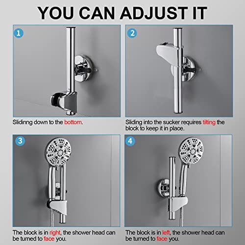 Starensky Shower Head Holder With Slide Bar Only For Smooth Surfaces Tiles, Adjustable Handheld Shower Head Holder Suction Cup Shower Handle Holder Wall Mount For Bathroom #TOP3