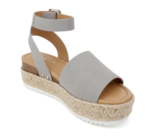 Image of Soda Topic Open Toe Buckle Ankle Strap Espadrilles Flatform Wedge Casual Sandal