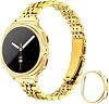Correa Slim de Metal con Estuche para Samsung Galaxy Watch 9/8, 40mm | Correa de Acero Inoxidable Delgada, Elegante y Deportiva para Samsung Galaxy Watch 9/8, 40mm, con Estuche Protector de Borde para Mujer - Dorado 2
