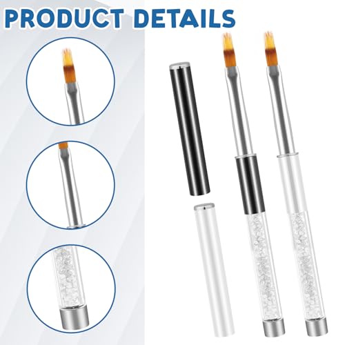Image of 2 Pcs Nail Gradient Painting Brush Nail Art Brushes Ombre Nail Brush Manicure Tools with Rhinestone Handle UV Gel Polish Nail Drawing Pen for Nail Design