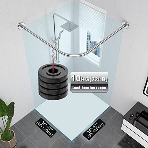 Asta Per Tenda Da Doccia Regolabile A Forma Di L Inclusi 24 Anelli 90-120 × 90-120 cm Installazione Di Trapano e Non Richiede Staffe A Soffitto Asta Per Doccia in Acciaio Inox, Per Bagno e Spogliatoio - Image 4