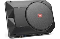 JBL BassPro SL2 Aktiv Subwoofer Auto Set - Car hifi Untersitz Bassbox Gehäuse mit Bassreflex Woofer box groß 200mm und 125 Watt aktiver Verstärker, Schwarz, 44