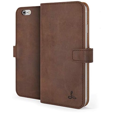 Snakehive Vintage Wallet for Apple iPhone 6S / 6 || Real Leather Wallet Phone Case || Genuine Leather & 3 Card Holder || Flip Folio Cover with Card Slot (Brown) Cover